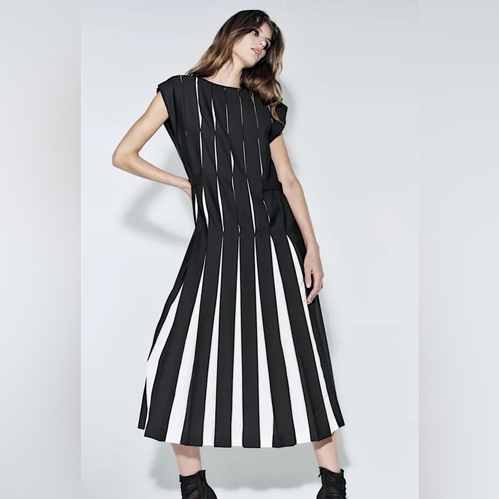 ZARA Box Pleated Wool Midi/Maxi Limited Edition Dress